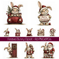 Burgundy Christmas Bunny Clipart