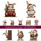 Burgundy Christmas Bunny Clipart