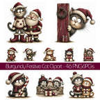 Burgundy Christmas Cat Clipart