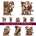 Burgundy Christmas Couple Clipart