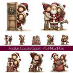 Burgundy Christmas Couple Clipart
