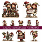 Burgundy Christmas Elf Clipart
