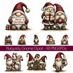 Burgundy Christmas Gnome Clipart