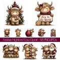 Burgundy Christmas Highland Cow Clipart