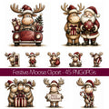 Burgundy Christmas Moose Clipart