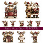 Burgundy Christmas Moose Clipart