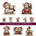 Burgundy Christmas Mouse Clipart