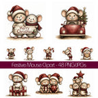 Burgundy Christmas Mouse Clipart