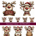 Burgundy Christmas Reindeer Portrait Clipart