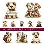 Burgundy Christmas Shaggy Dog Clipart