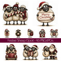 Burgundy Christmas Sheep Clipart