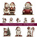 Burgundy Christmas Snowman Clipart