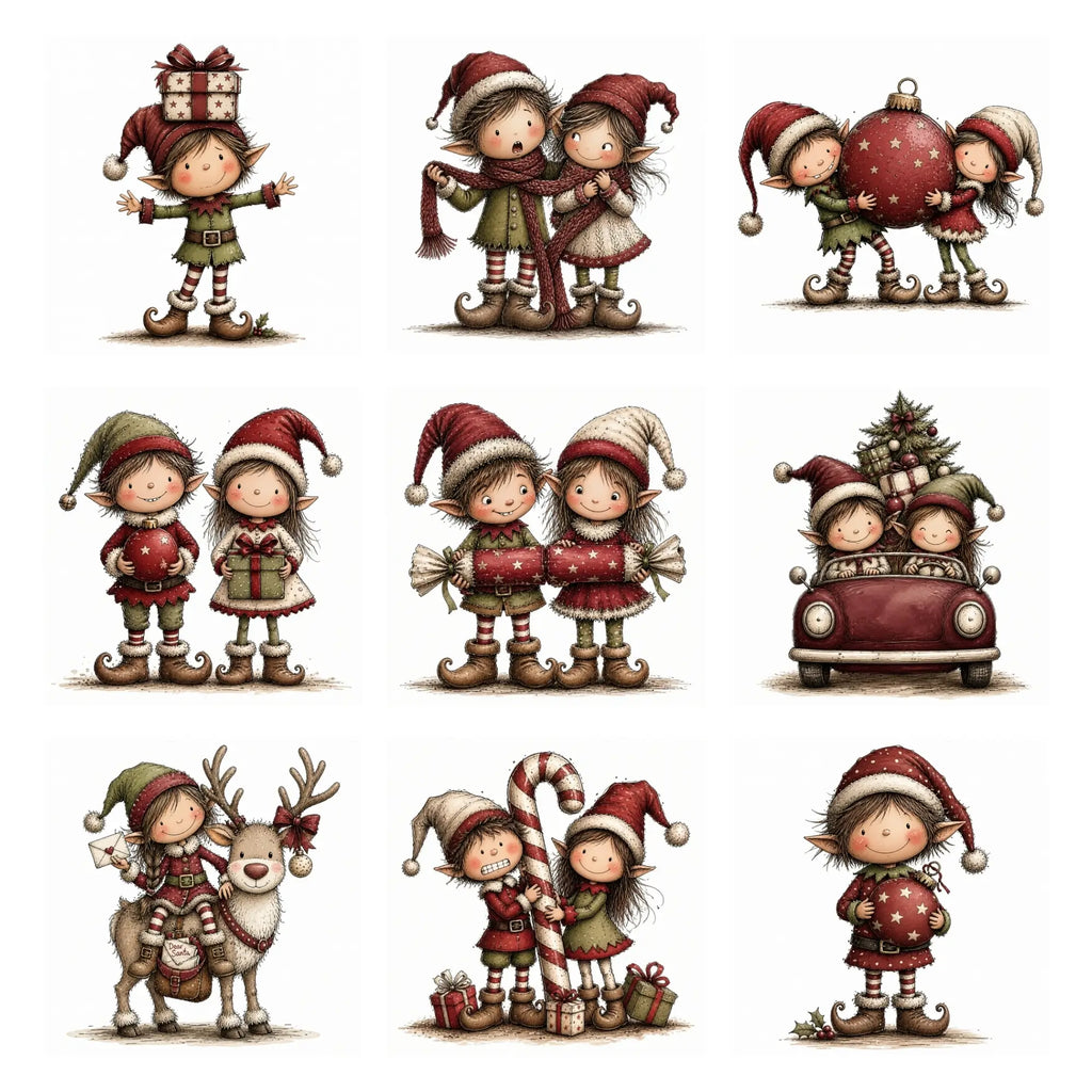 Burgundy Christmas Elf Clipart