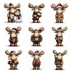 Burgundy Christmas Moose Clipart