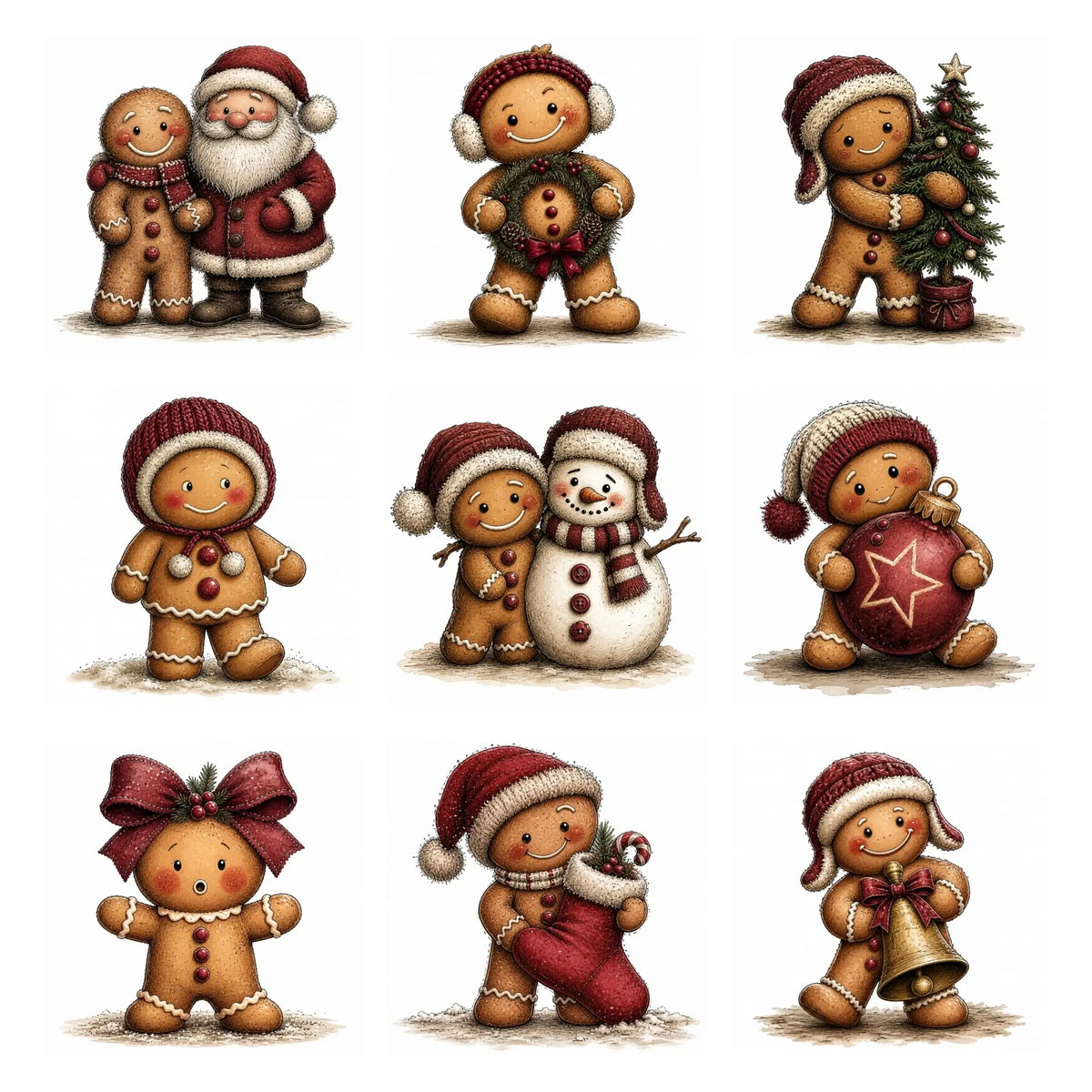 Burgundy Christmas Gingerbread Clipart