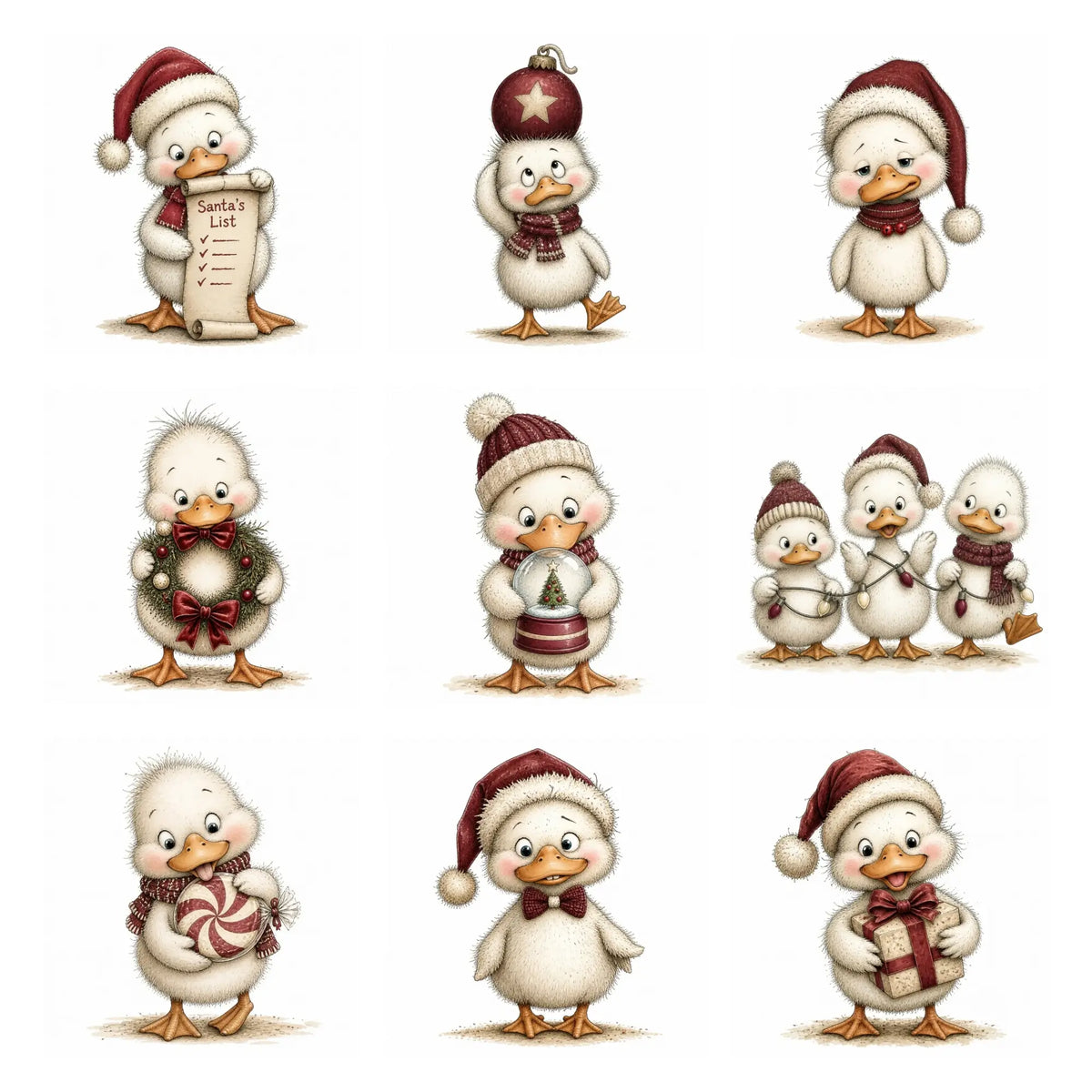 Burgundy Christmas Goose Clipart