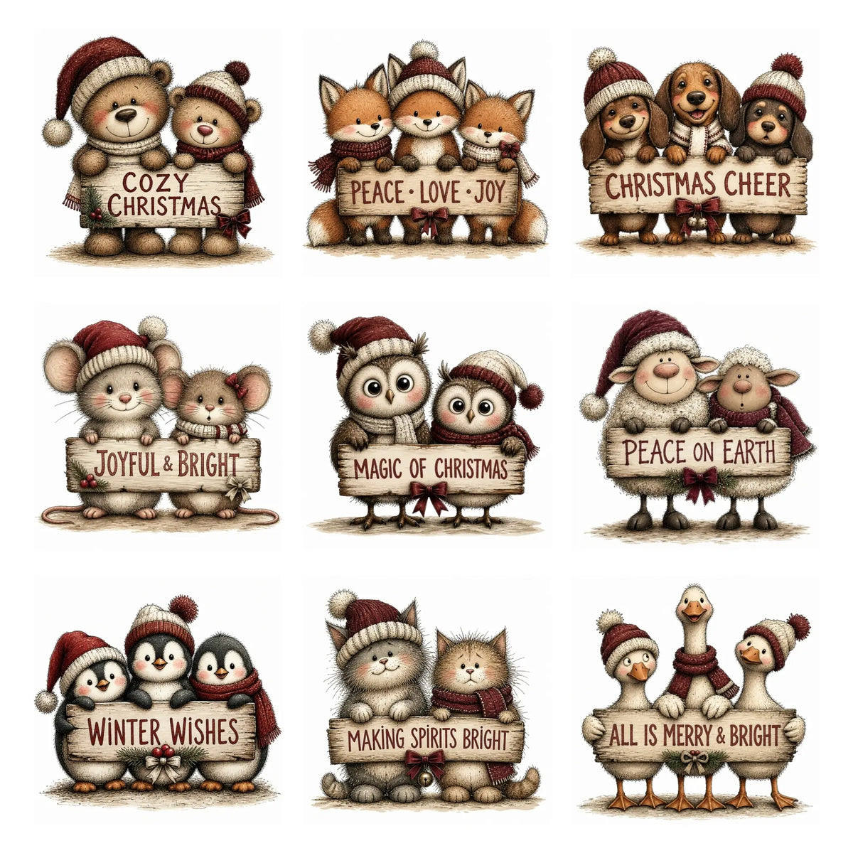 Burgundy Christmas Joy Clipart
