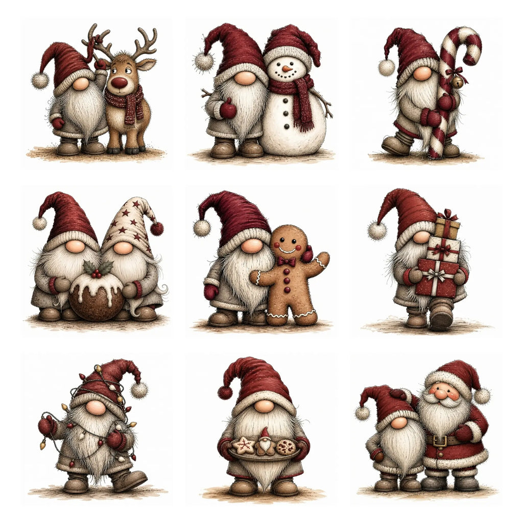 Burgundy Christmas Gnome Clipart