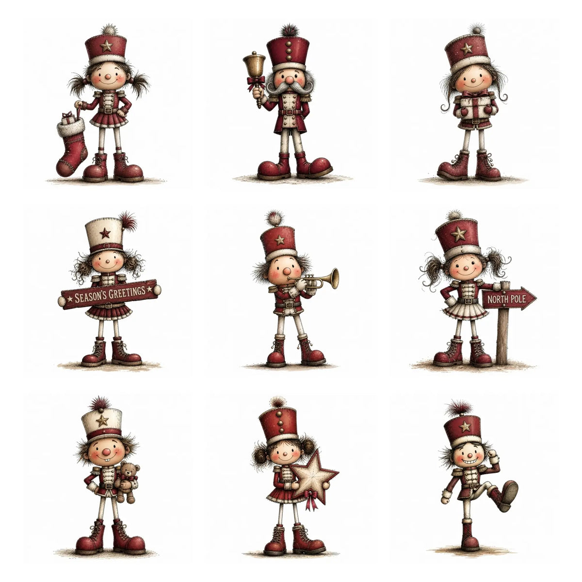 Burgundy Christmas Nutcracker Clipart
