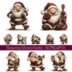 Burgundy Musical Santa Christmas Clipart