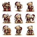 Burgundy Christmas Teddy Bear Clipart