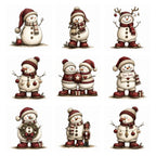 Burgundy Christmas Snowman Clipart