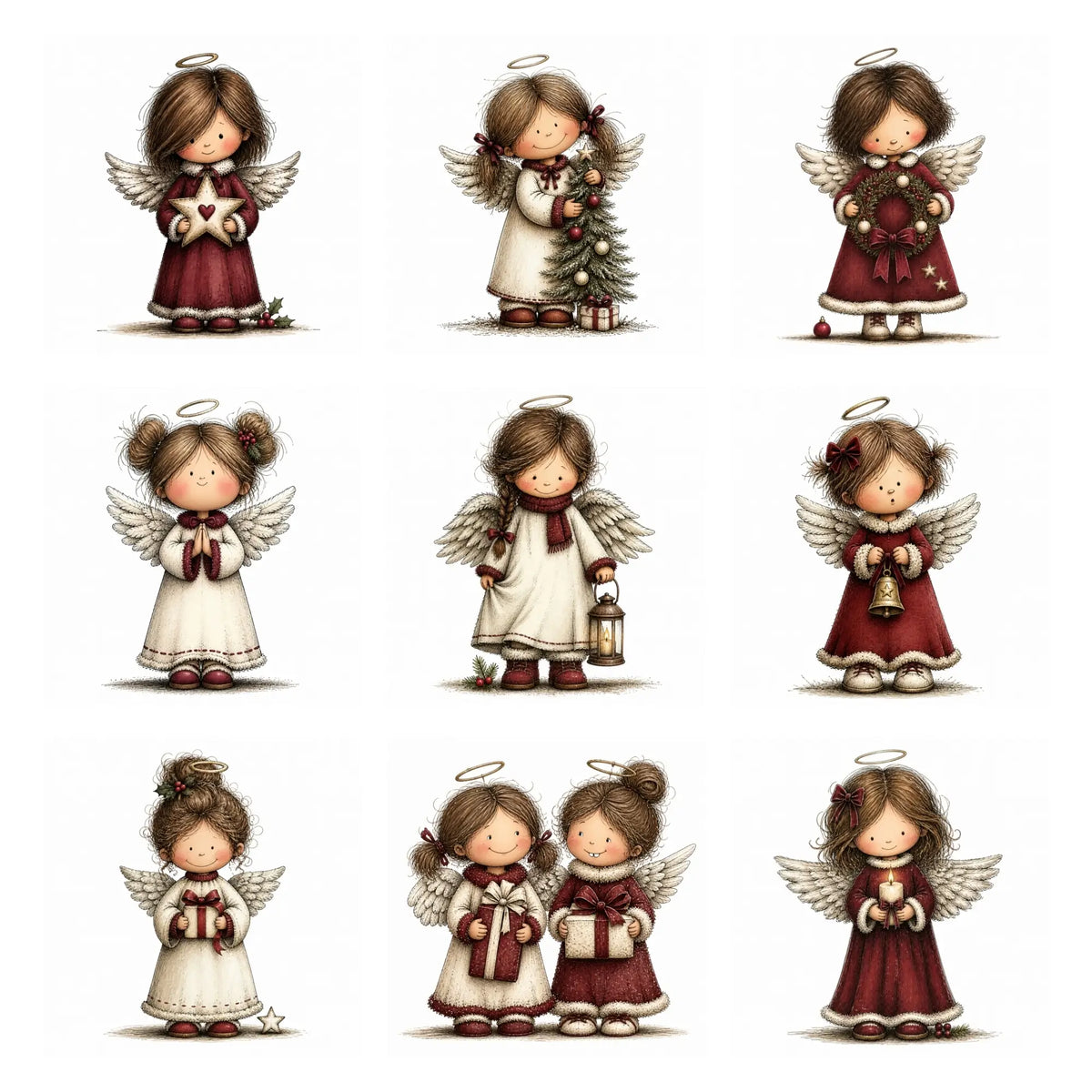 Burgundy Christmas Angel Clipart