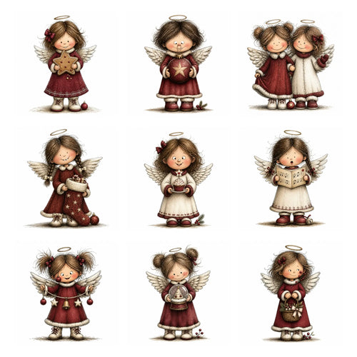 Burgundy Christmas Angel Clipart