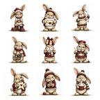 Burgundy Christmas Bunny Clipart