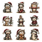 Burgundy Christmas Cat Clipart