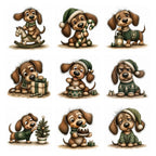 Green Christmas Dachshund Clipart