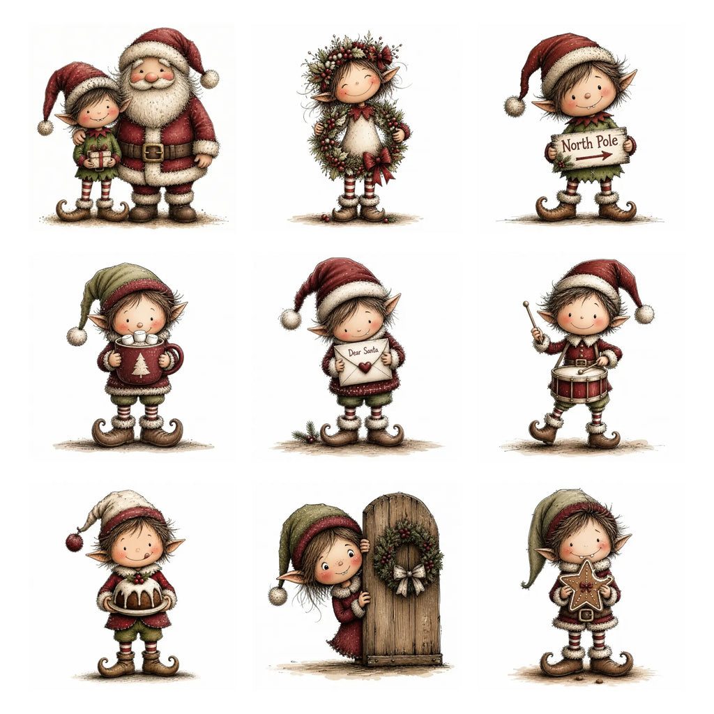 Burgundy Christmas Elf Clipart