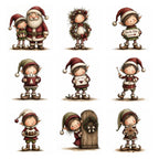 Burgundy Christmas Elf Clipart