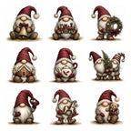Burgundy Christmas Gnome Clipart