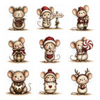 Burgundy Christmas Mouse Clipart