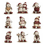 Burgundy Christmas Snowman Clipart
