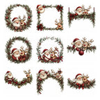 Burgundy Santa & Reindeer Christmas Frames & Wreaths Clipart