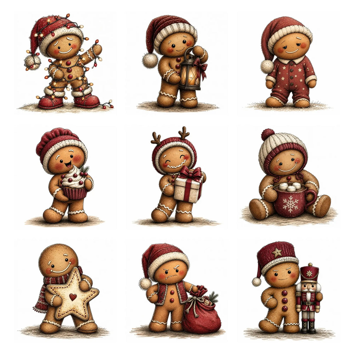 Burgundy Christmas Gingerbread Clipart