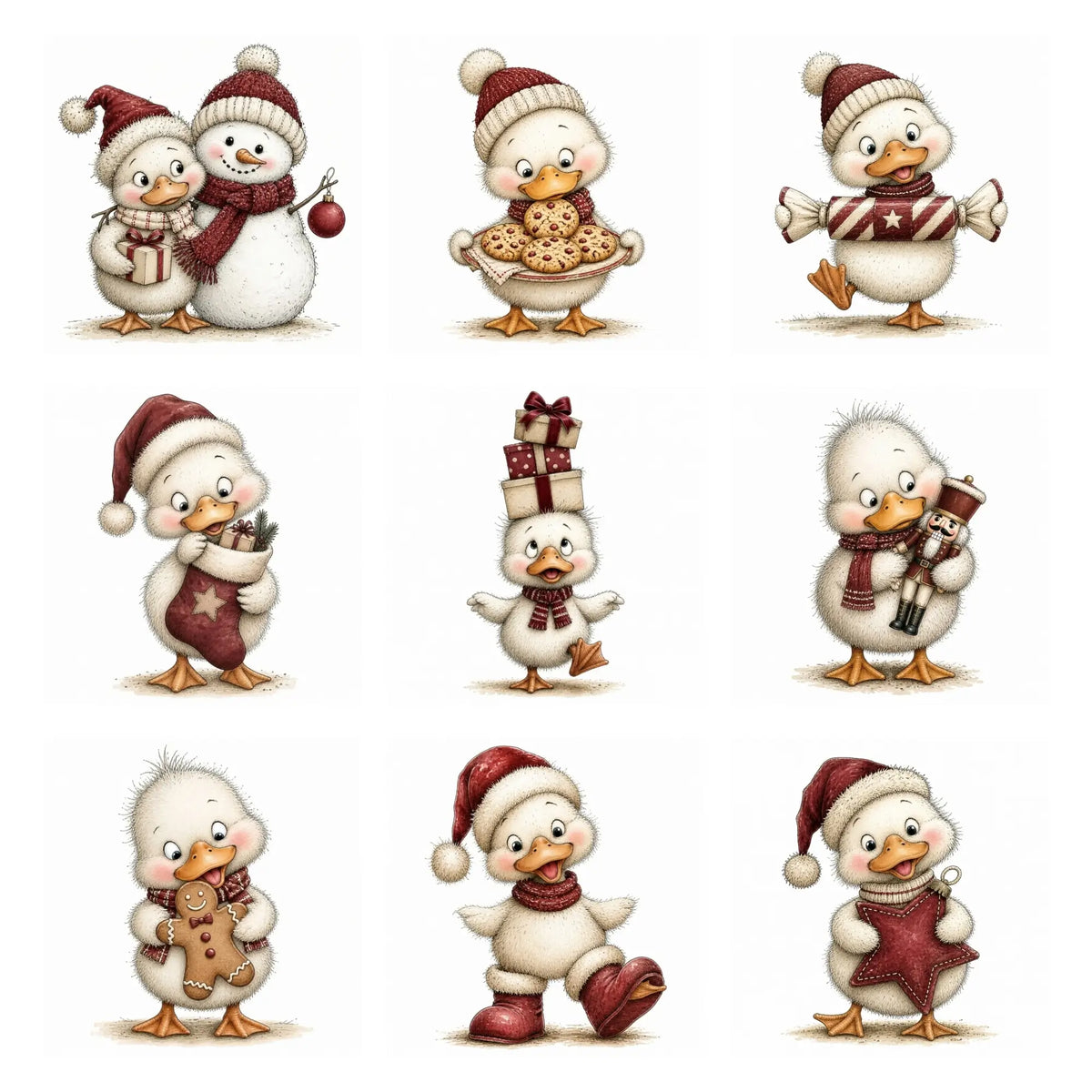 Burgundy Christmas Goose Clipart