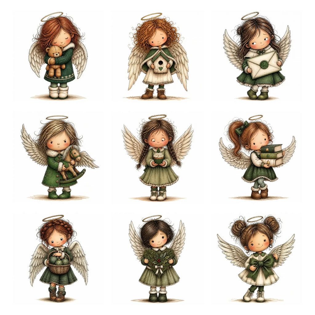 Green Christmas Angel Clipart