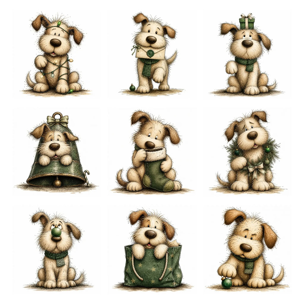 Green Christmas Dog Clipart