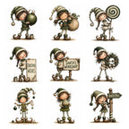 Green Christmas Elf Clipart