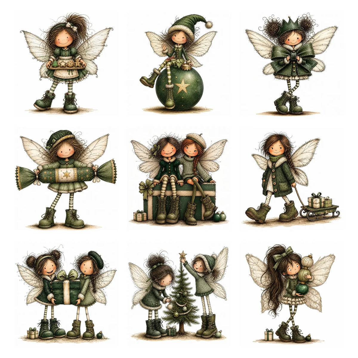 Green Christmas Fairy Clipart