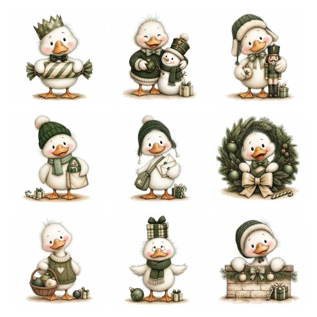 Green Christmas Goose Clipart