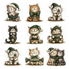 Green Christmas Cat Clipart