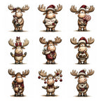 Burgundy Christmas Moose Clipart