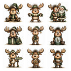 Green Christmas Moose Clipart