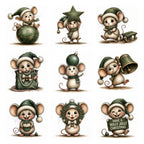 Green Christmas Mouse Clipart