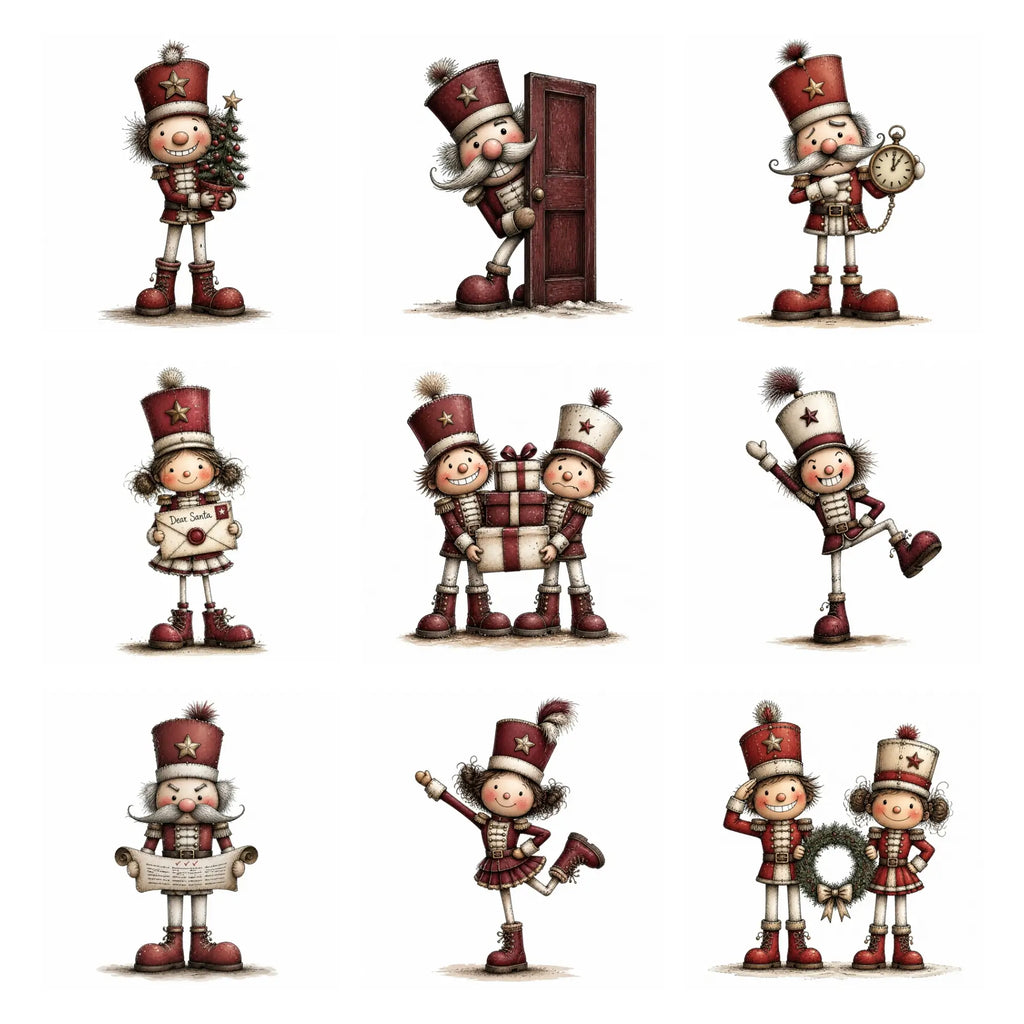 Burgundy Christmas Nutcracker Clipart