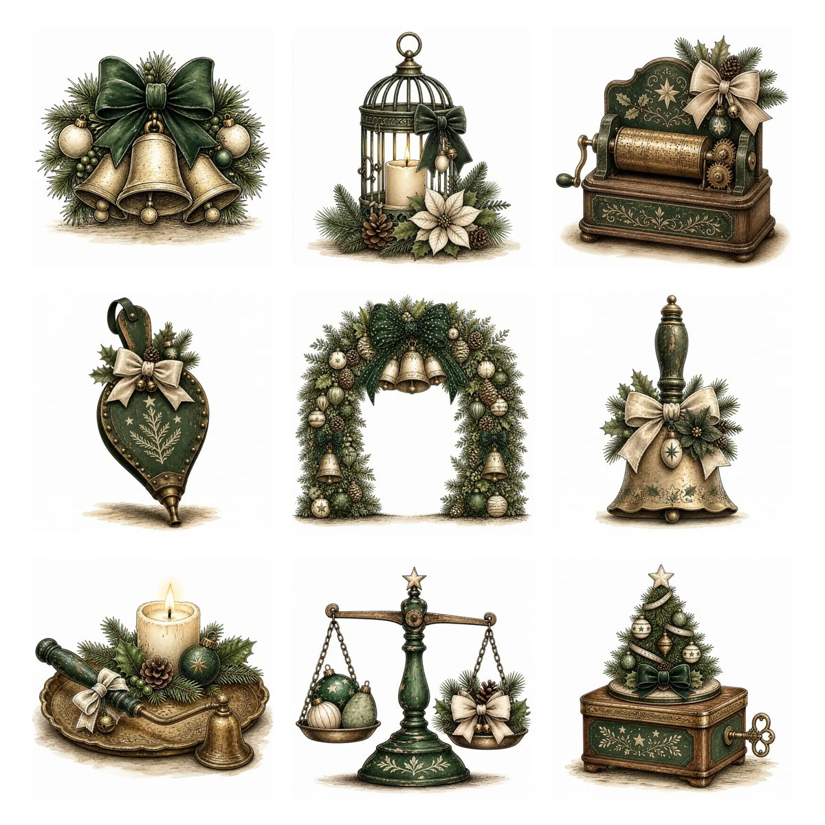 Green Christmas Decorations Clipart